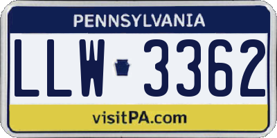 PA license plate LLW3362