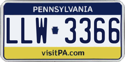PA license plate LLW3366
