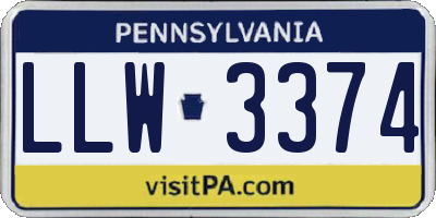 PA license plate LLW3374