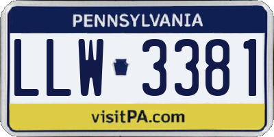 PA license plate LLW3381