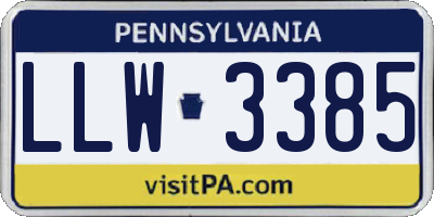 PA license plate LLW3385