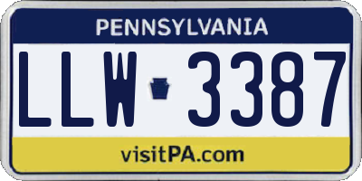 PA license plate LLW3387