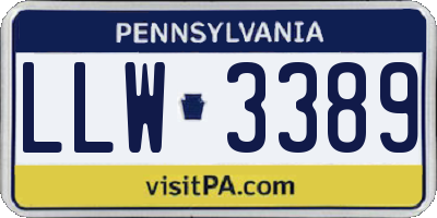PA license plate LLW3389
