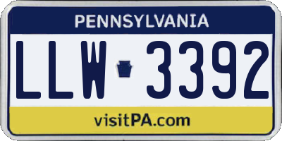 PA license plate LLW3392