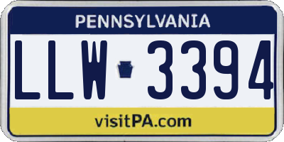 PA license plate LLW3394