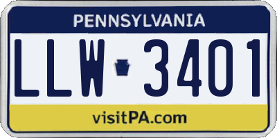 PA license plate LLW3401