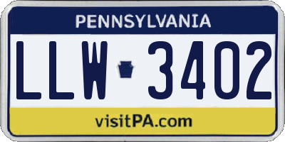 PA license plate LLW3402