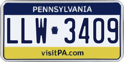 PA license plate LLW3409