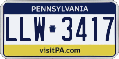 PA license plate LLW3417
