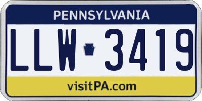 PA license plate LLW3419