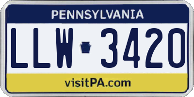 PA license plate LLW3420