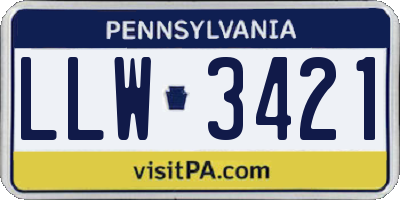 PA license plate LLW3421