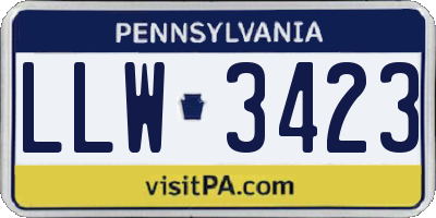 PA license plate LLW3423