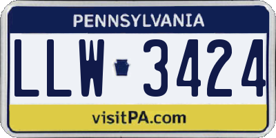 PA license plate LLW3424