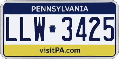 PA license plate LLW3425