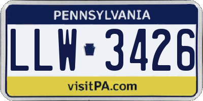 PA license plate LLW3426