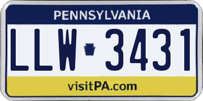 PA license plate LLW3431