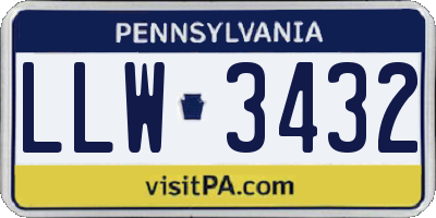 PA license plate LLW3432