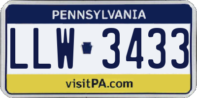PA license plate LLW3433