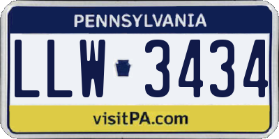 PA license plate LLW3434