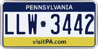 PA license plate LLW3442