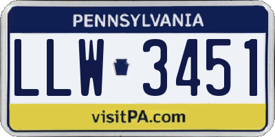 PA license plate LLW3451
