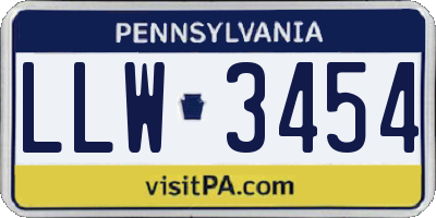 PA license plate LLW3454