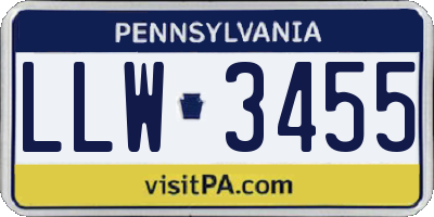 PA license plate LLW3455
