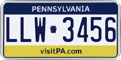 PA license plate LLW3456