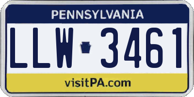PA license plate LLW3461
