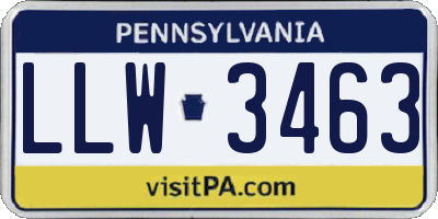PA license plate LLW3463