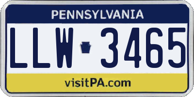 PA license plate LLW3465