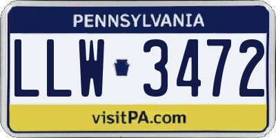 PA license plate LLW3472