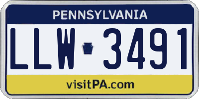 PA license plate LLW3491