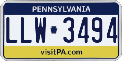 PA license plate LLW3494