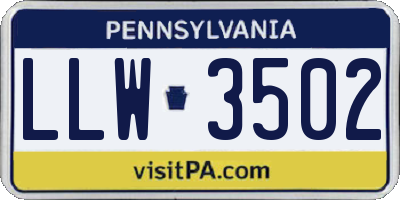 PA license plate LLW3502