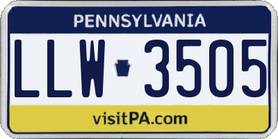 PA license plate LLW3505