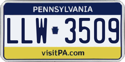 PA license plate LLW3509