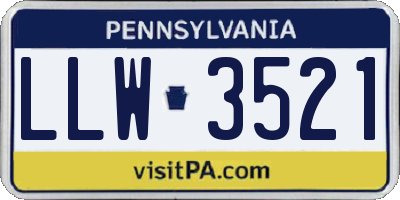 PA license plate LLW3521