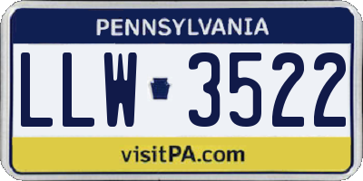 PA license plate LLW3522