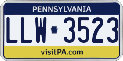 PA license plate LLW3523