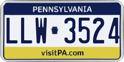 PA license plate LLW3524