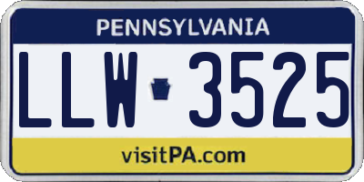 PA license plate LLW3525