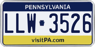 PA license plate LLW3526