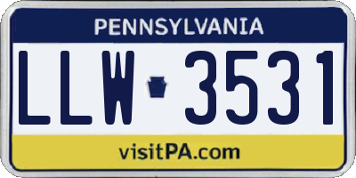 PA license plate LLW3531