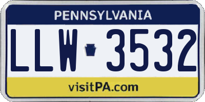 PA license plate LLW3532
