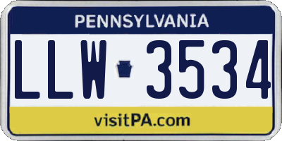 PA license plate LLW3534