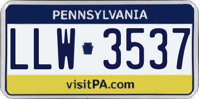 PA license plate LLW3537