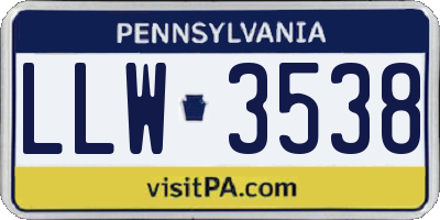 PA license plate LLW3538
