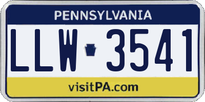 PA license plate LLW3541
